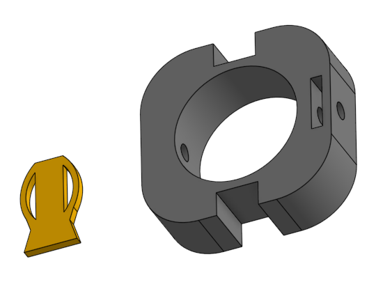 CAD model of the shear-pin collar and retainer