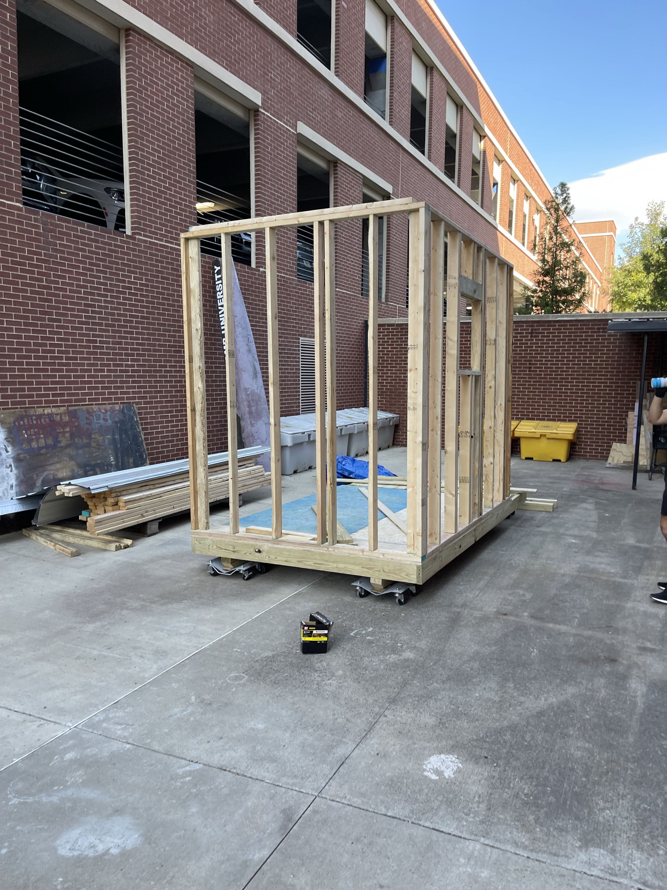 Microhome framing under construction