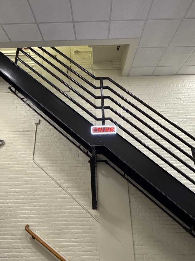 Deployed ON AIR sign in the stairwell