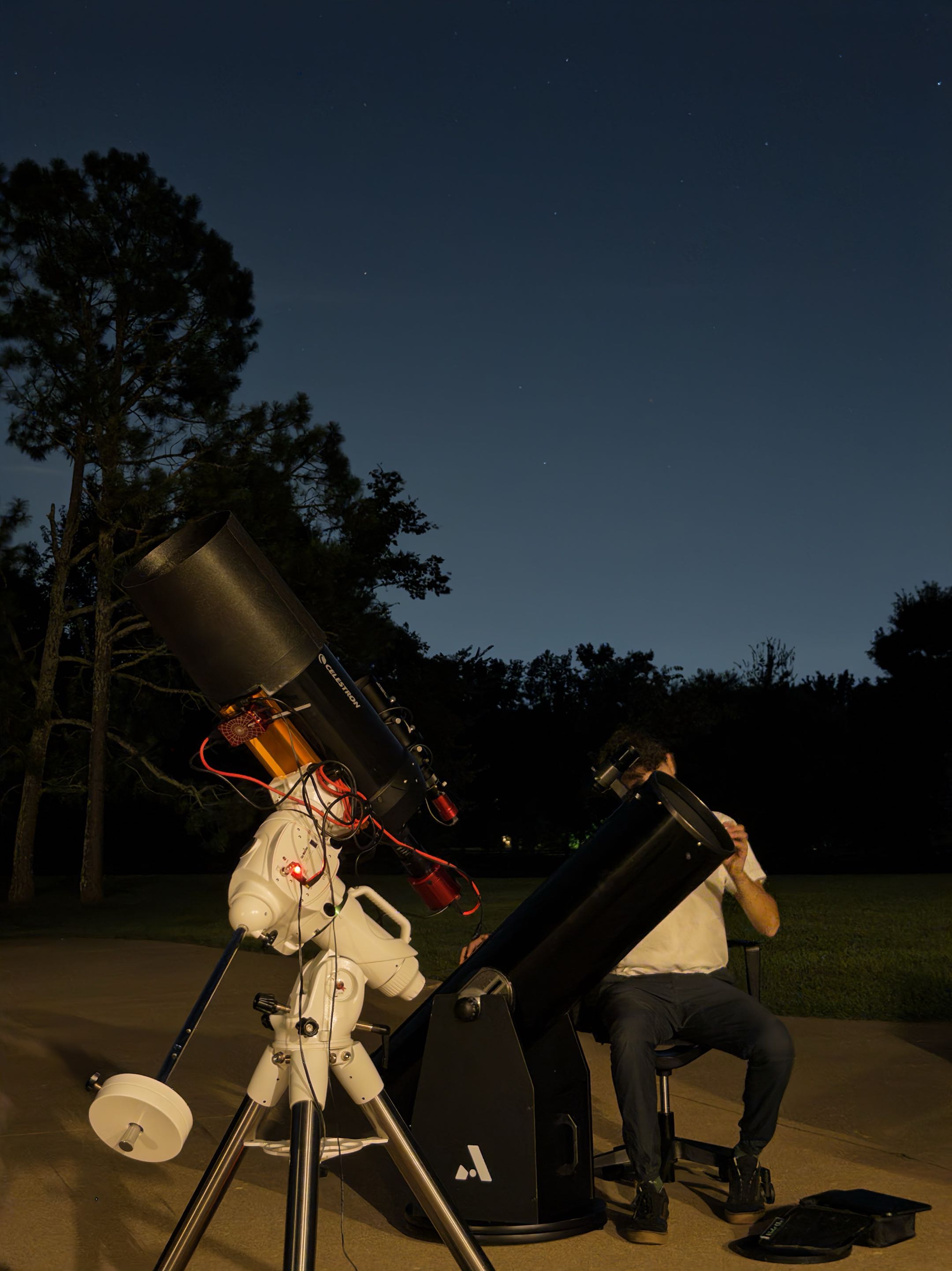 My telescope setup beneath the night sky